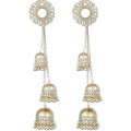 Gold tone Afghani Kashmiri three-tier floral Jhumka earrings