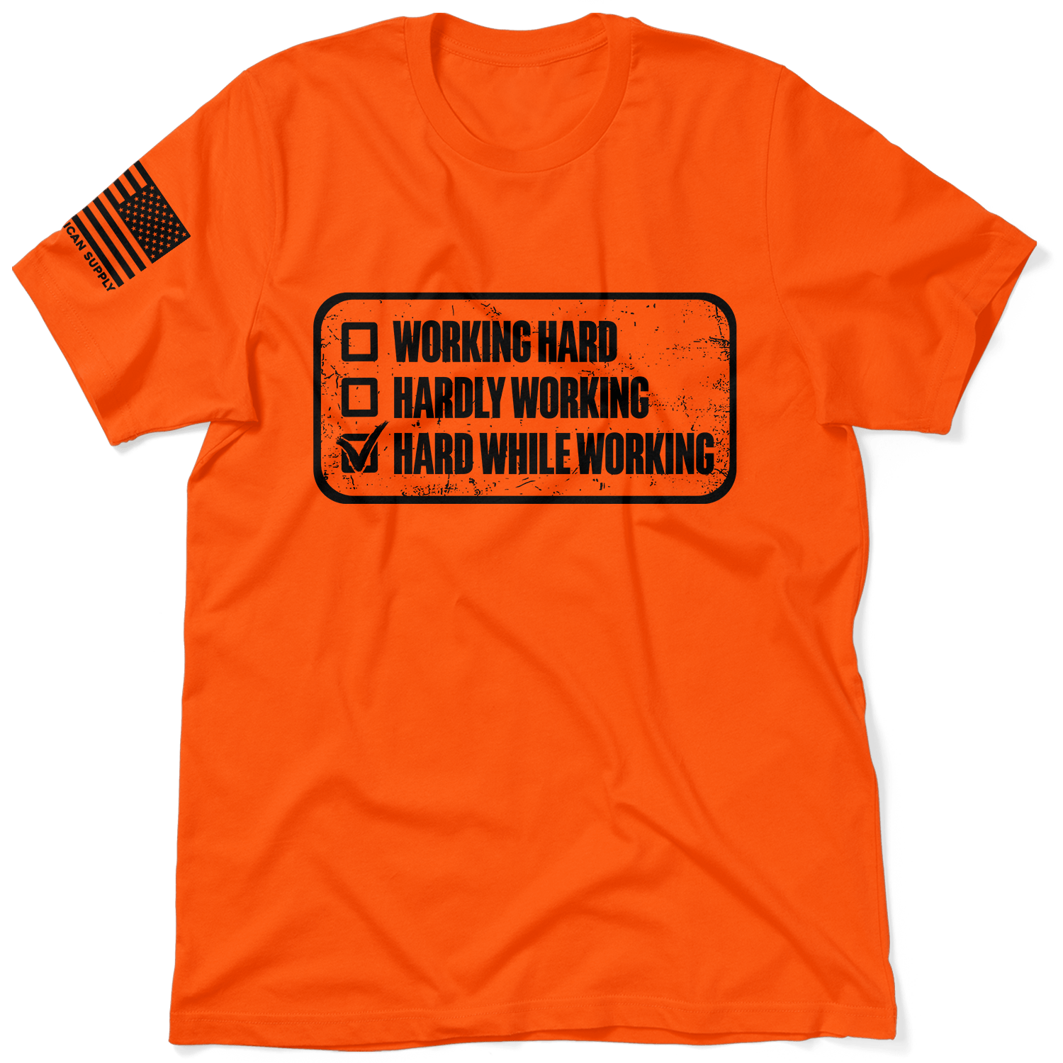 Working Hard Safety Graphic T-Shirt in Neon Green or Orange - Image 2