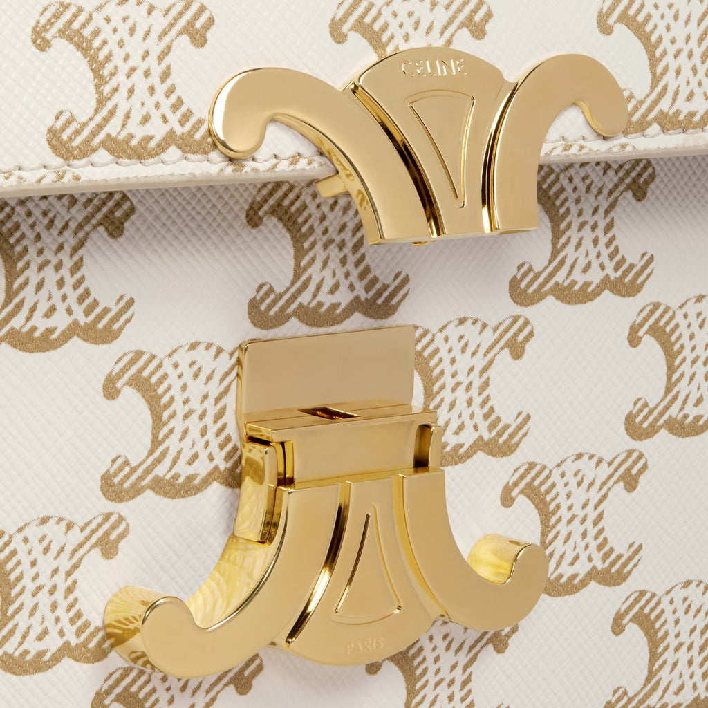 SHOULDER BAG CLAUDE IN Triomphe canvas and calfskin WHITE