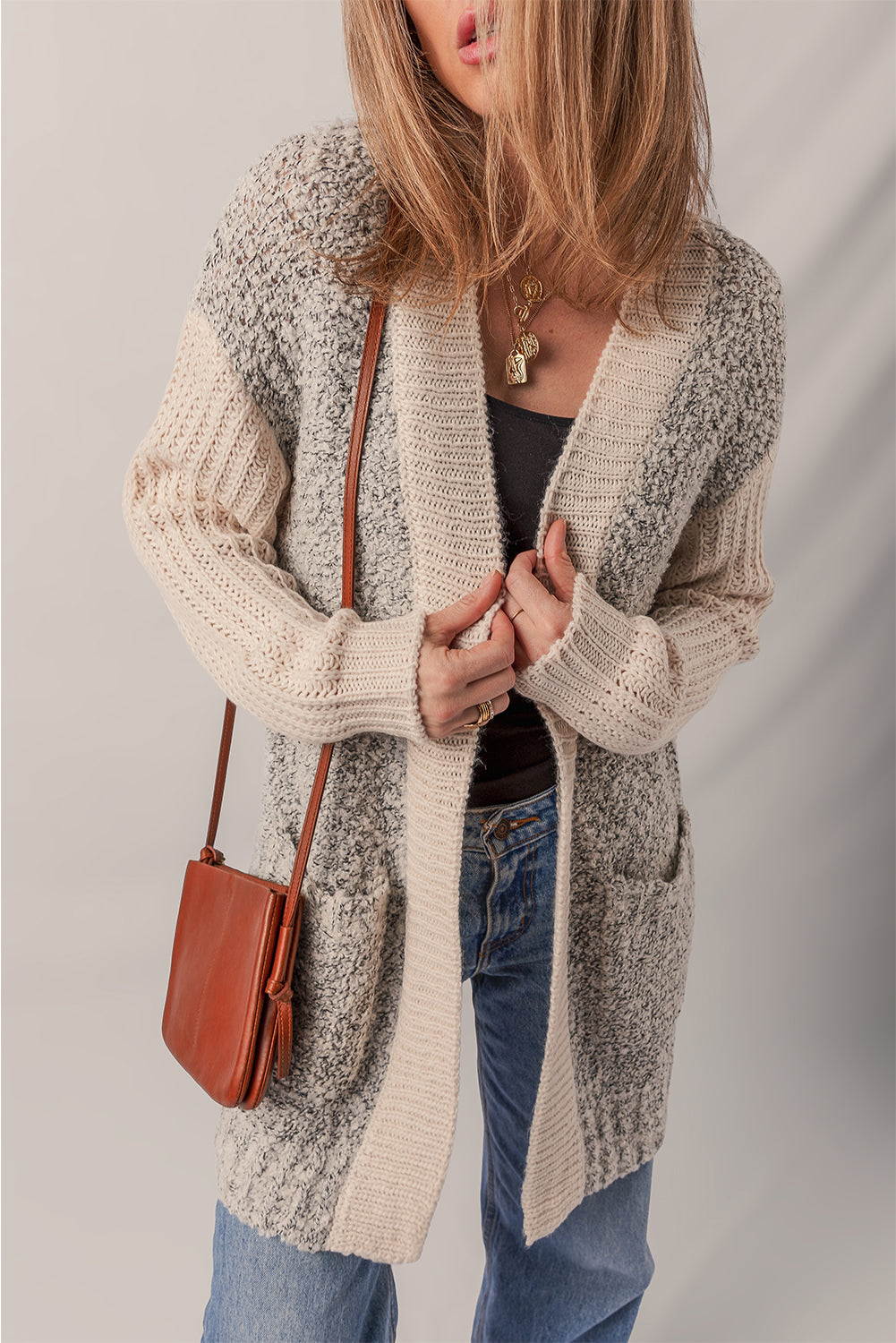 Sarah Side Pockets Open Front Cardigan