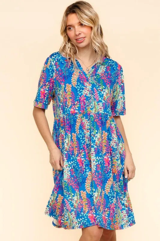 Johnny Collar Babydoll Dress with Pockets
