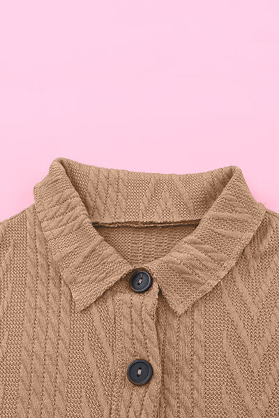 Retro Camel Drop Shoulder Button-Up Jacket for Women