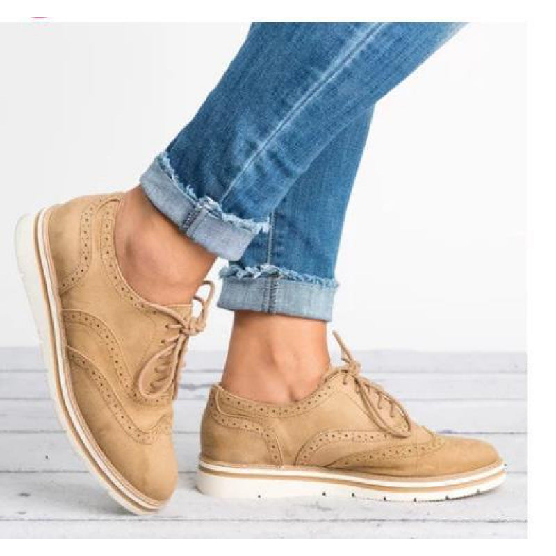 Women’s Retro British Style Casual Oxford Sneakers Flat Shoes