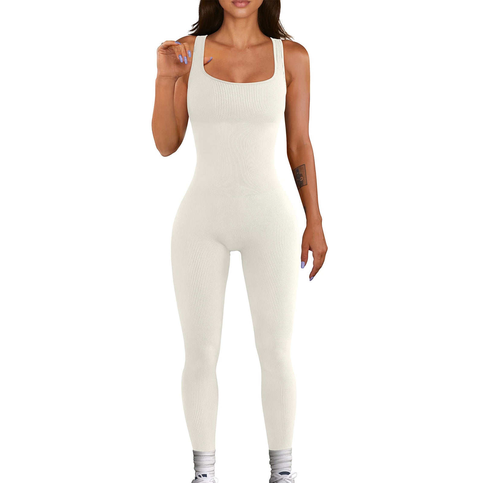 Women’s Ribbed Sleeveless Jumpsuit 4 Pack Comfortable Bodysuit