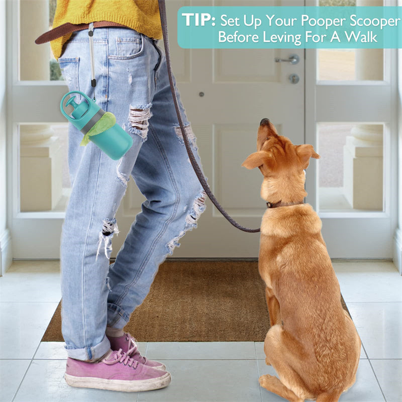 Portable Eight-Claw Dog Pooper Scooper with Bag Dispenser - Teal/Grey