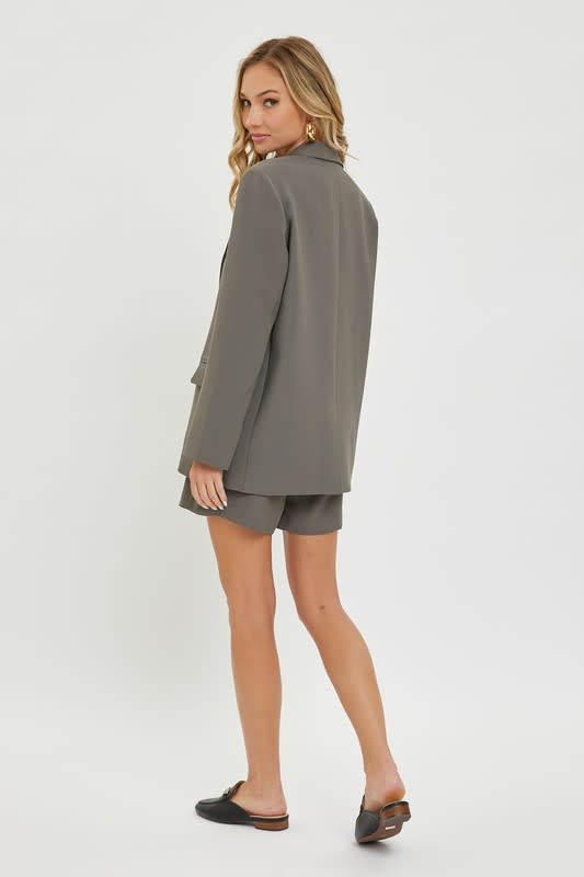 High Waisted Tailored Shorts in Dark Mink with Front Pleats