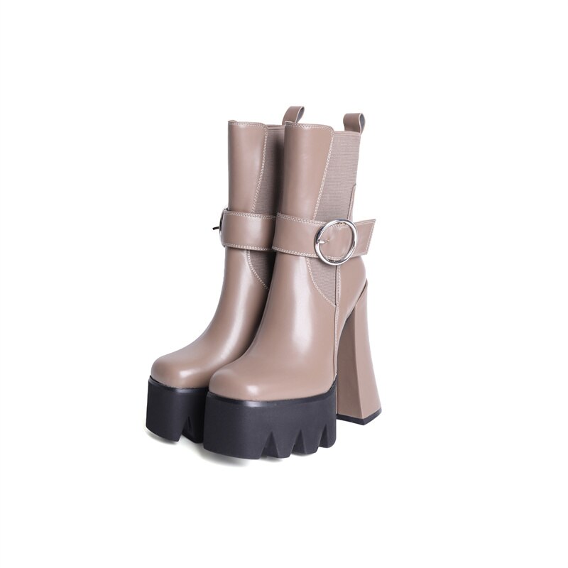 Women's Neon Green Platform Ankle Boots with Chunky Heels - Image 16