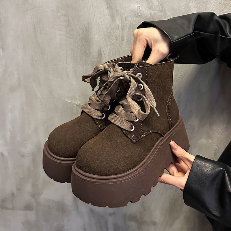 Women's Vintage Lace-Up Chunky Platform Boots Retro Style