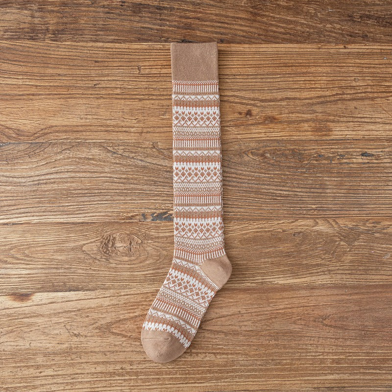 Women's Harajuku Ethnic Striped Cotton Knit Knee Socks - Image 6