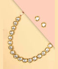 Joban Fashion Golden & White Kundan Work Necklace Set