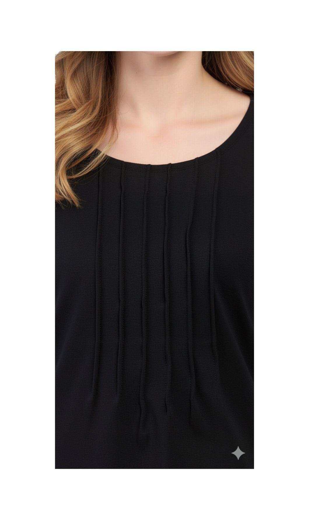Women's Short Sleeve Pintuck Scoop Neck 100% Cotton Knit T-Shirt - additional view 18