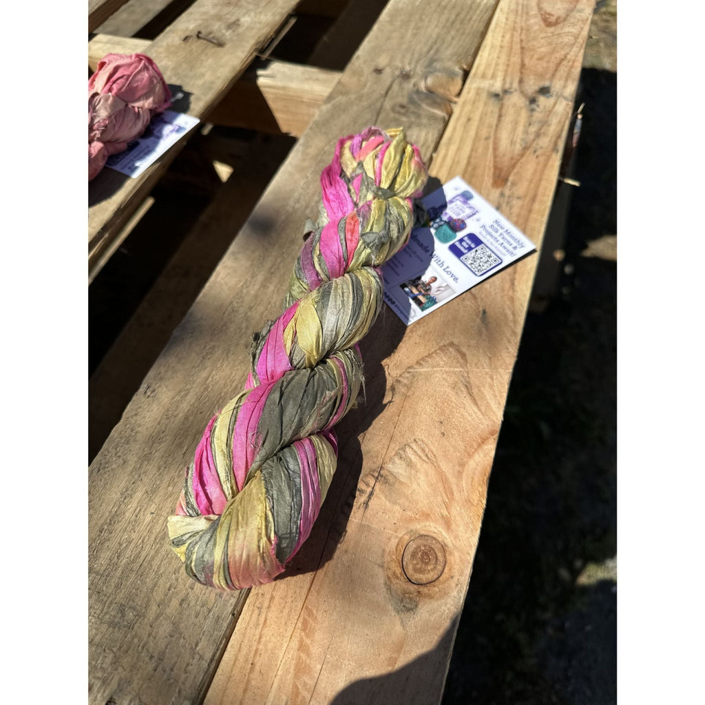Artisan Recycled Sari Silk Ribbon Yarn - Bohemian Crafting Supply