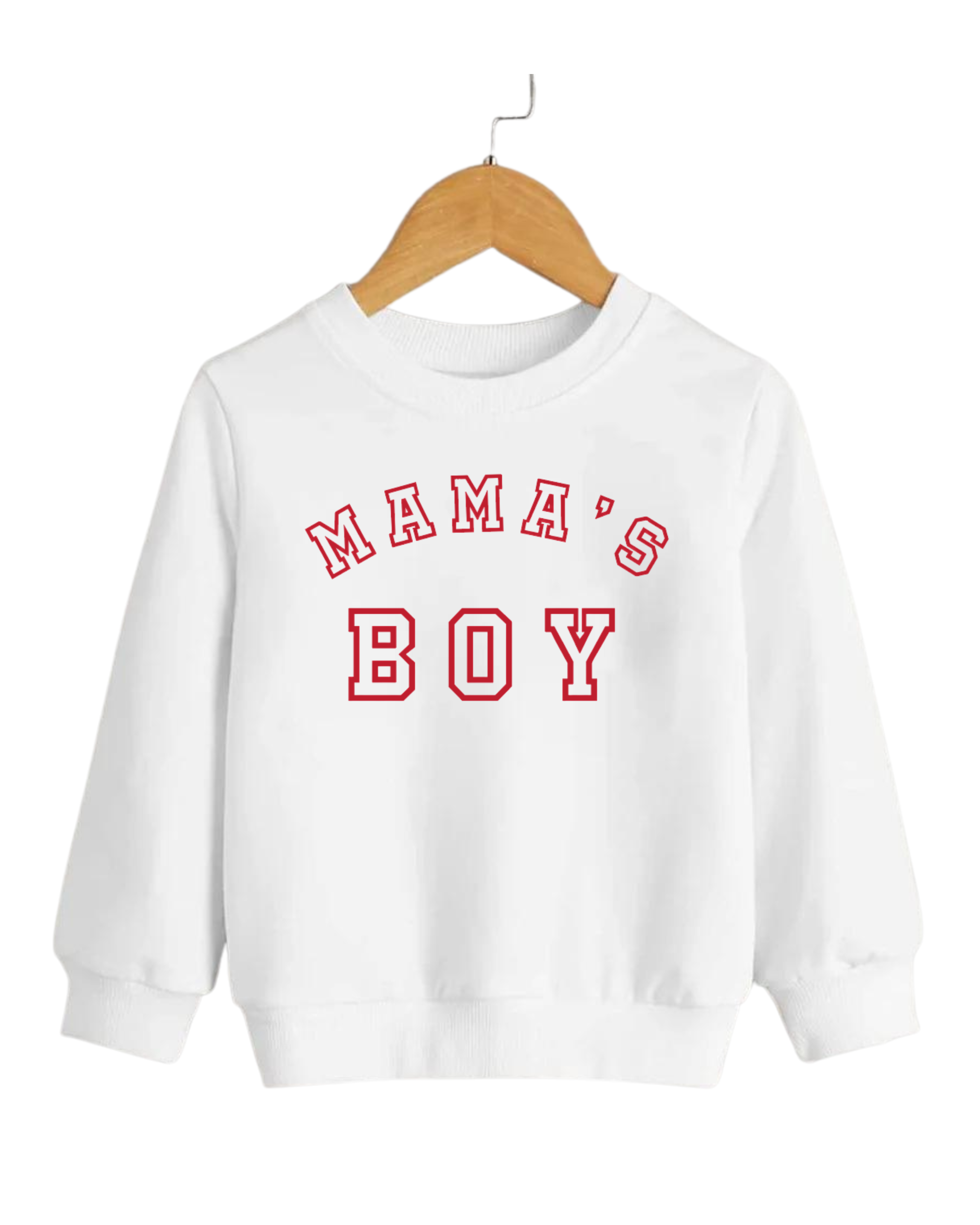 Mama's Boy Varsity Sweatshirt - Kids Sporty Crewneck Pullover