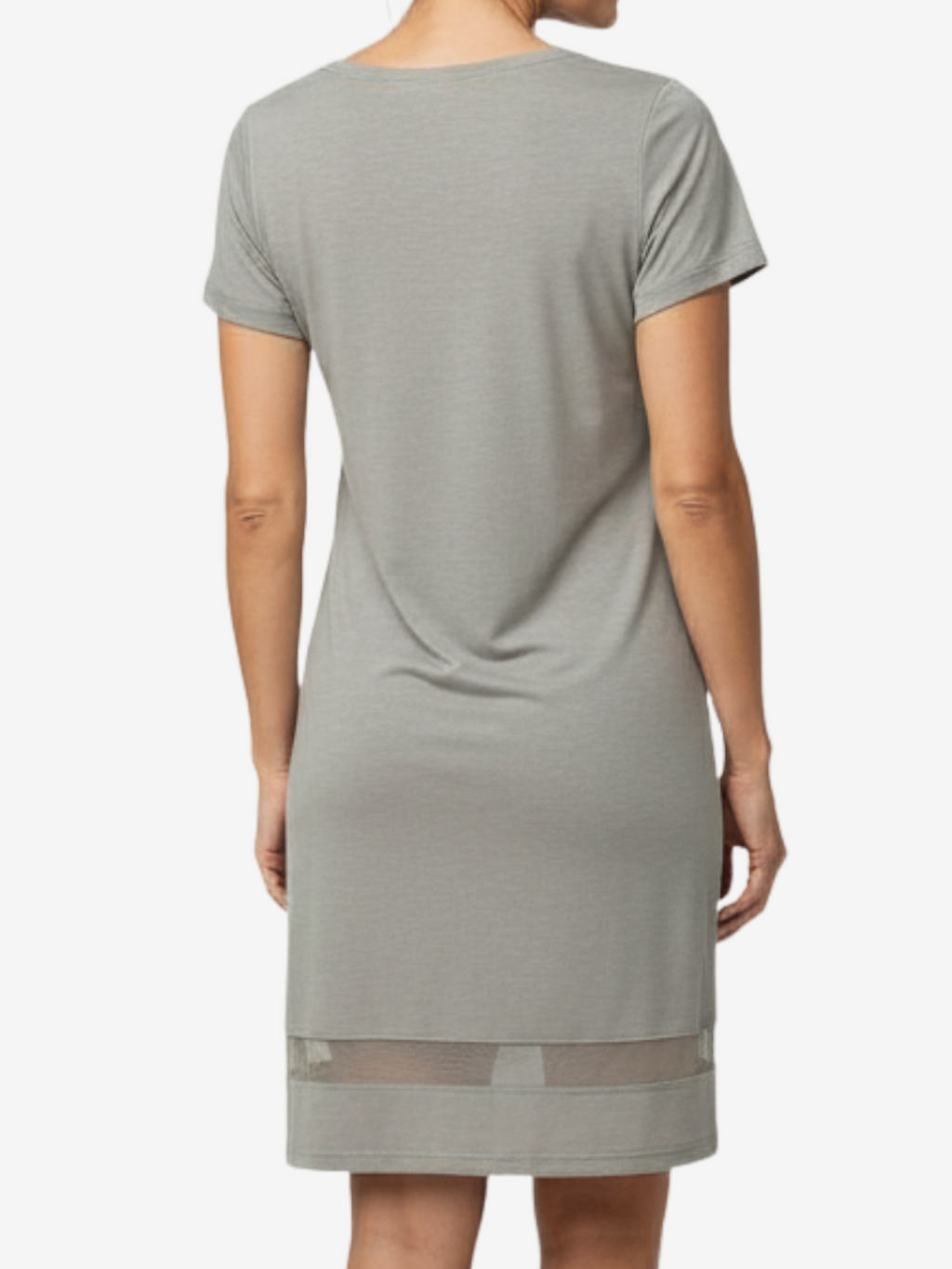 Gabriela Short Sleeve Nightgown with Mesh Hem in Light Blue - Image 15