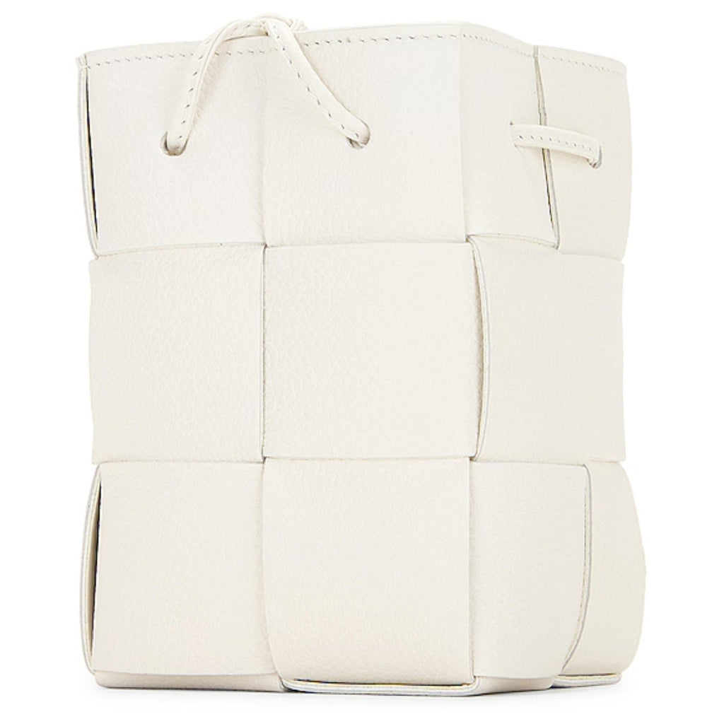 Woven Mini Crossbody Bucket Bag Lightweight Leather Handbag