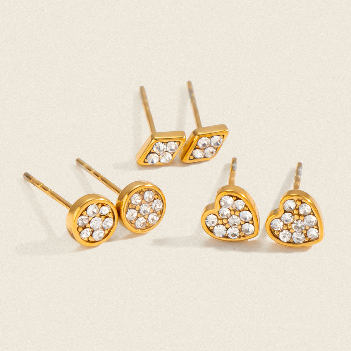 Dainty 18k Gold studded Stainless Steel Earrings