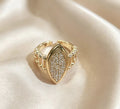 Adjustable Water-Drop Geometric Ring with Diamond Accents