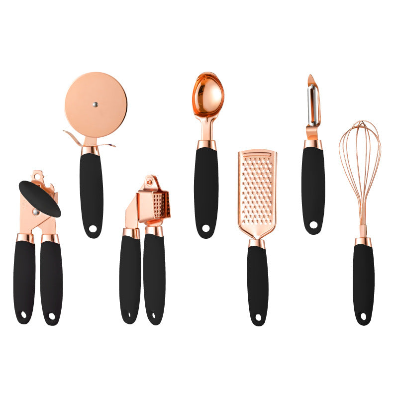 Copper Plated Kitchen Cutlery Organizer and Tool Storage Rack