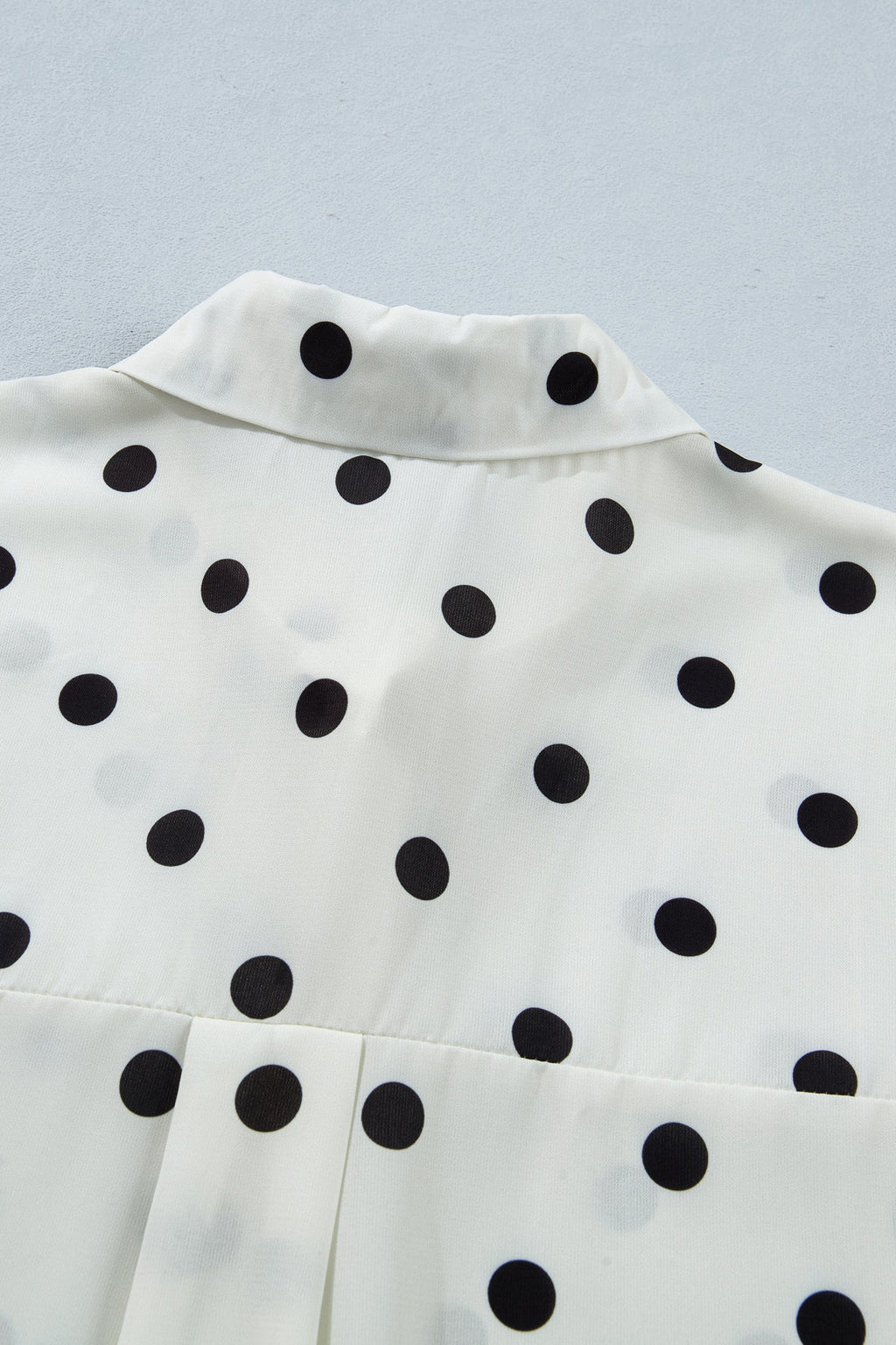 Polka Dot Loose Dolman Shirt with Rolled Cuffs and Tunic Length