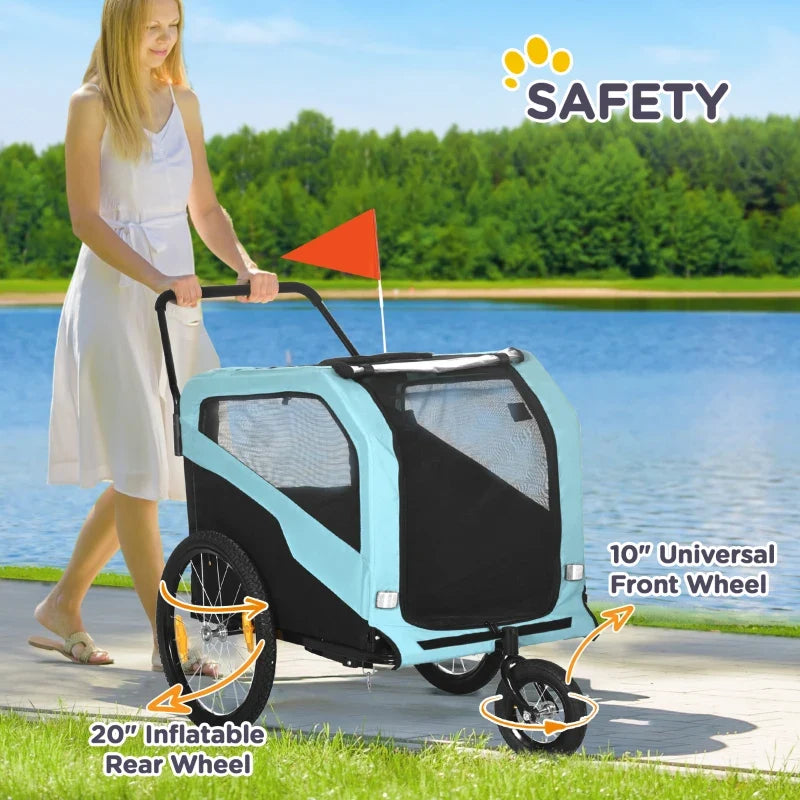 2-in-1 Dog Bike Trailer Pet Stroller Carrier for Large Dogs