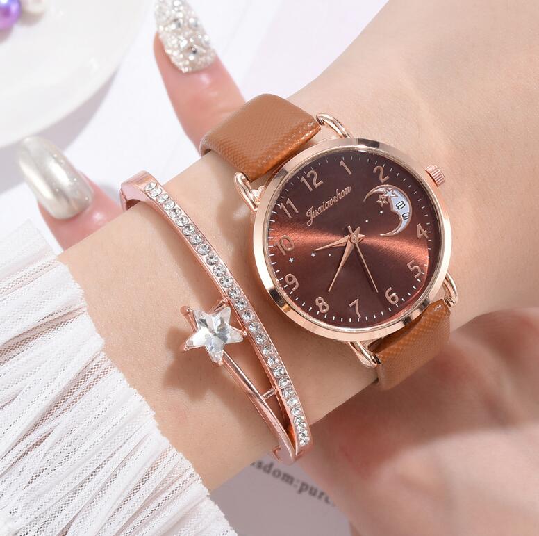 Harajuku Style Leather Strap Women's Watch with Star Moon Dial - Image 7