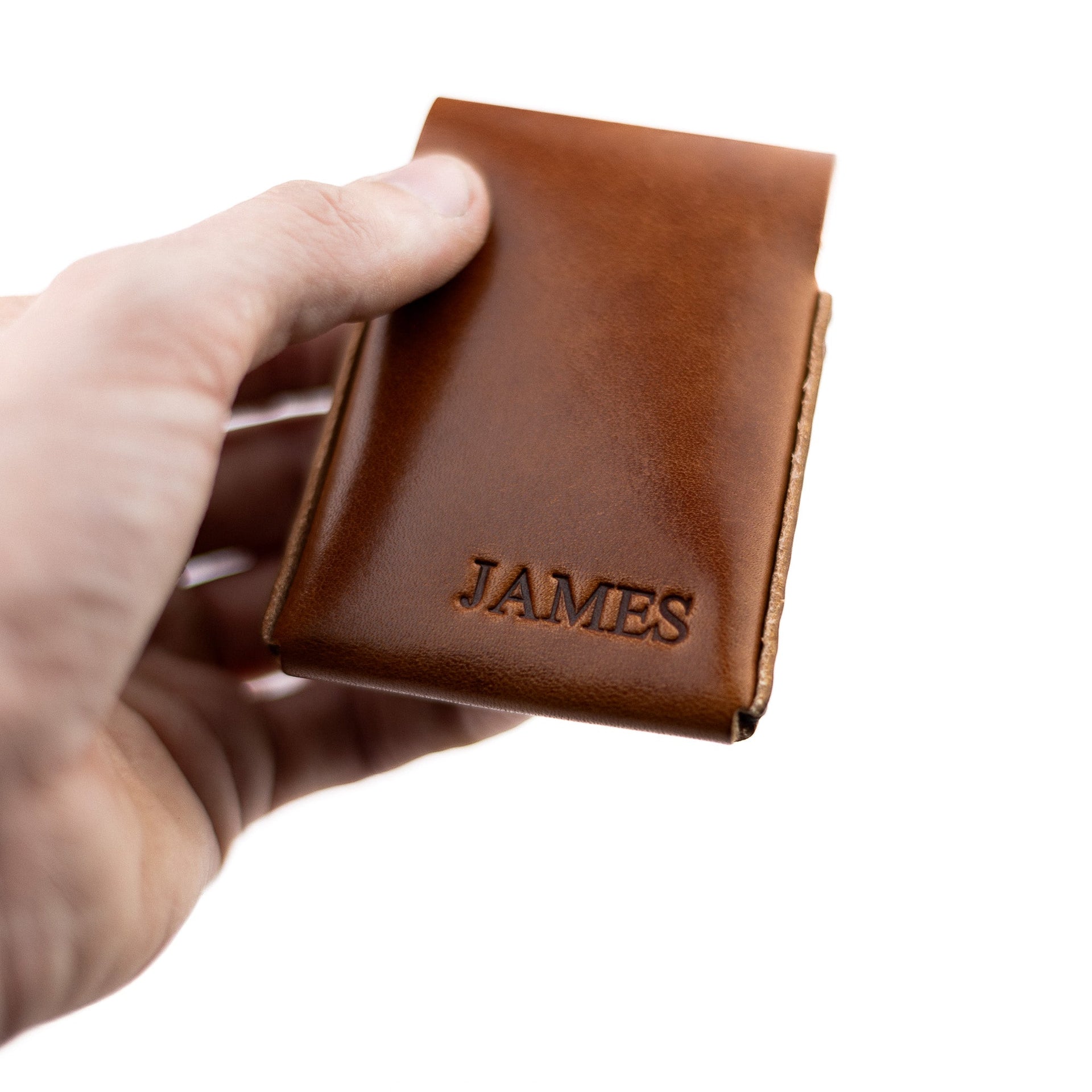 The Snap Finn Minimalist Leather Cardholder Wallet - Brown