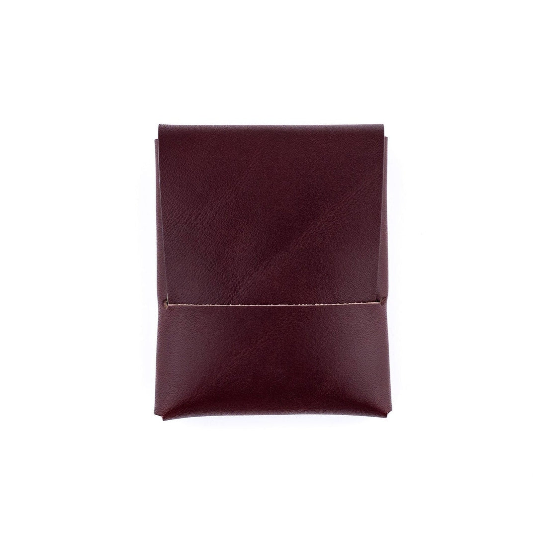 The Franklin minimalist wallet in burgundy full-grain leather, front view.