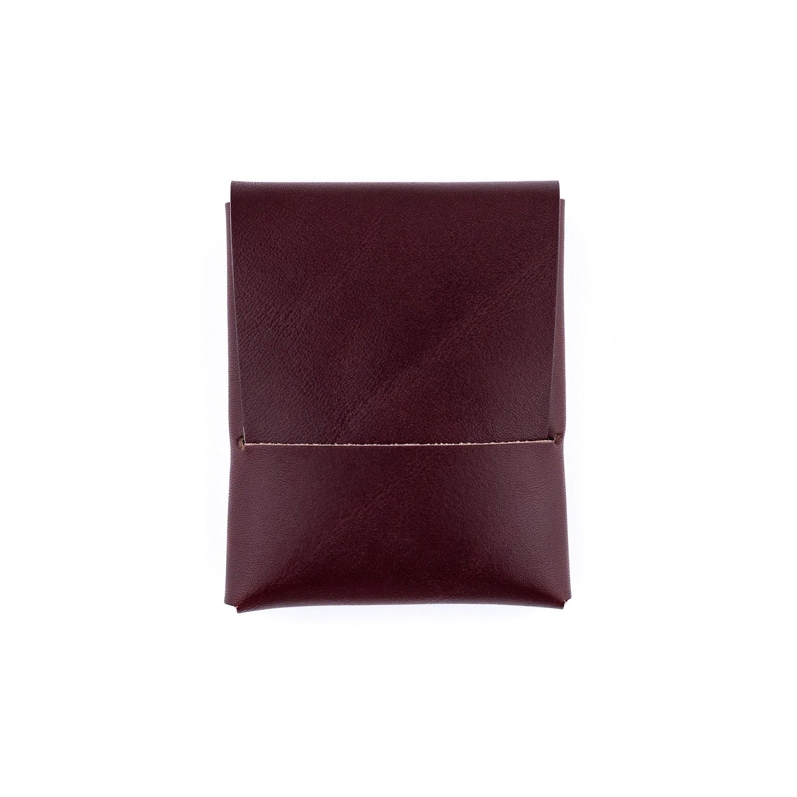 The Franklin minimalist wallet in burgundy full-grain leather, front view.