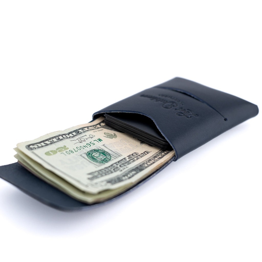 The Franklin Minimalist Full-Grain Leather Wallet in Navy
