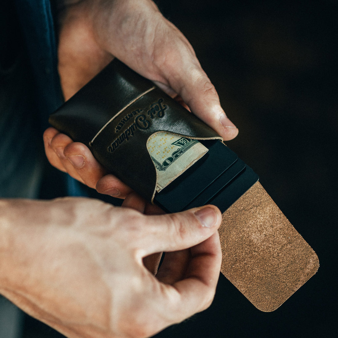 The Mini Franklin Minimalist Leather Wallet - Olive