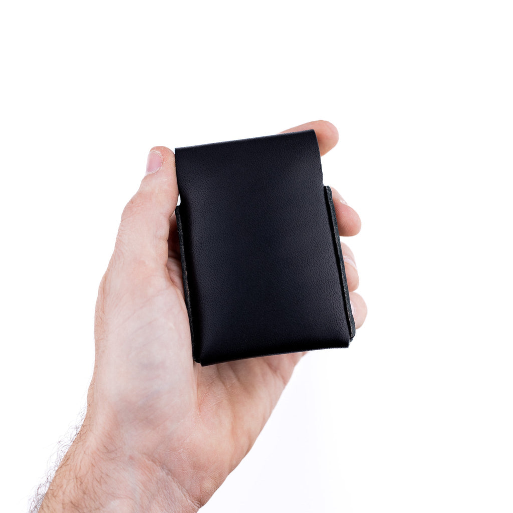 The Snap Finn Minimalist Leather Cardholder Wallet – Black