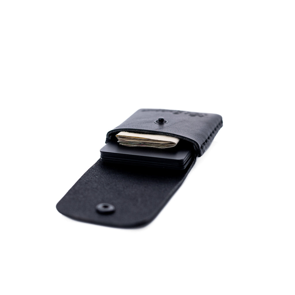The Snap Finn Minimalist Leather Cardholder Wallet – Black