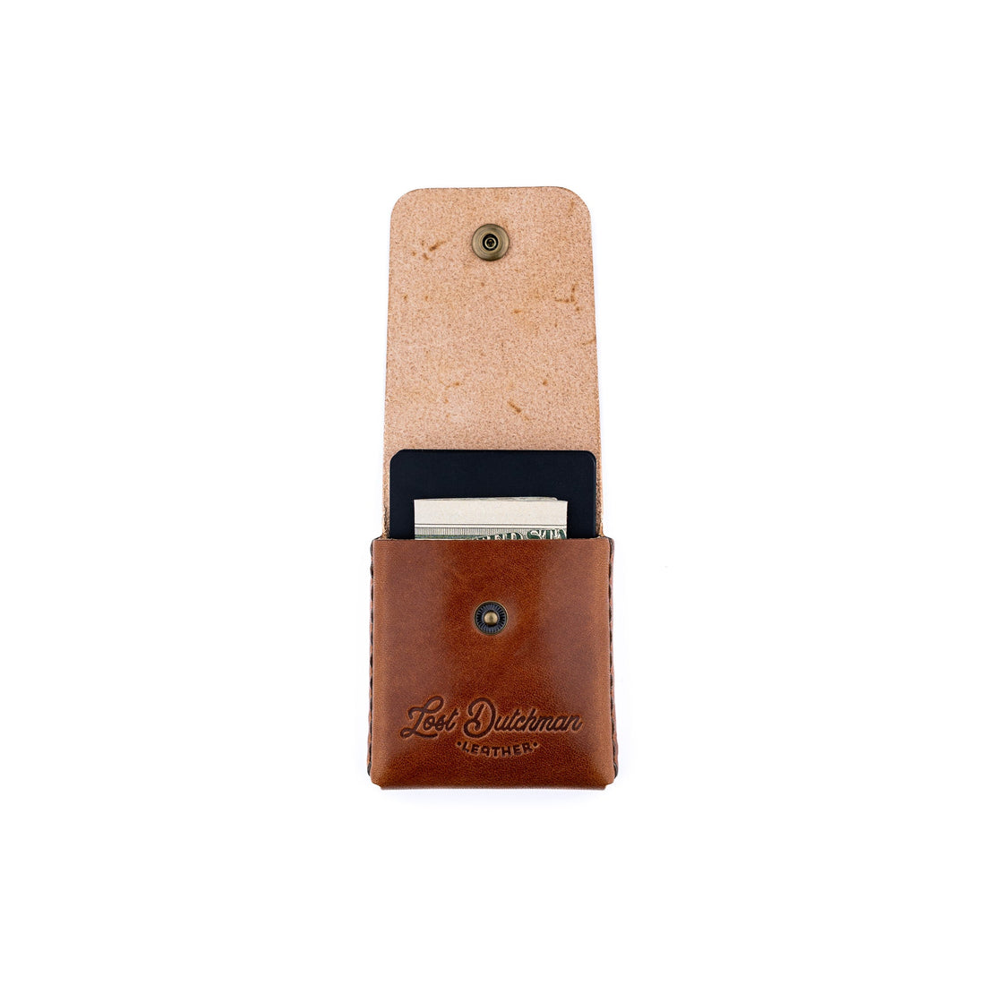 The Snap Finn Minimalist Leather Cardholder Wallet - Brown
