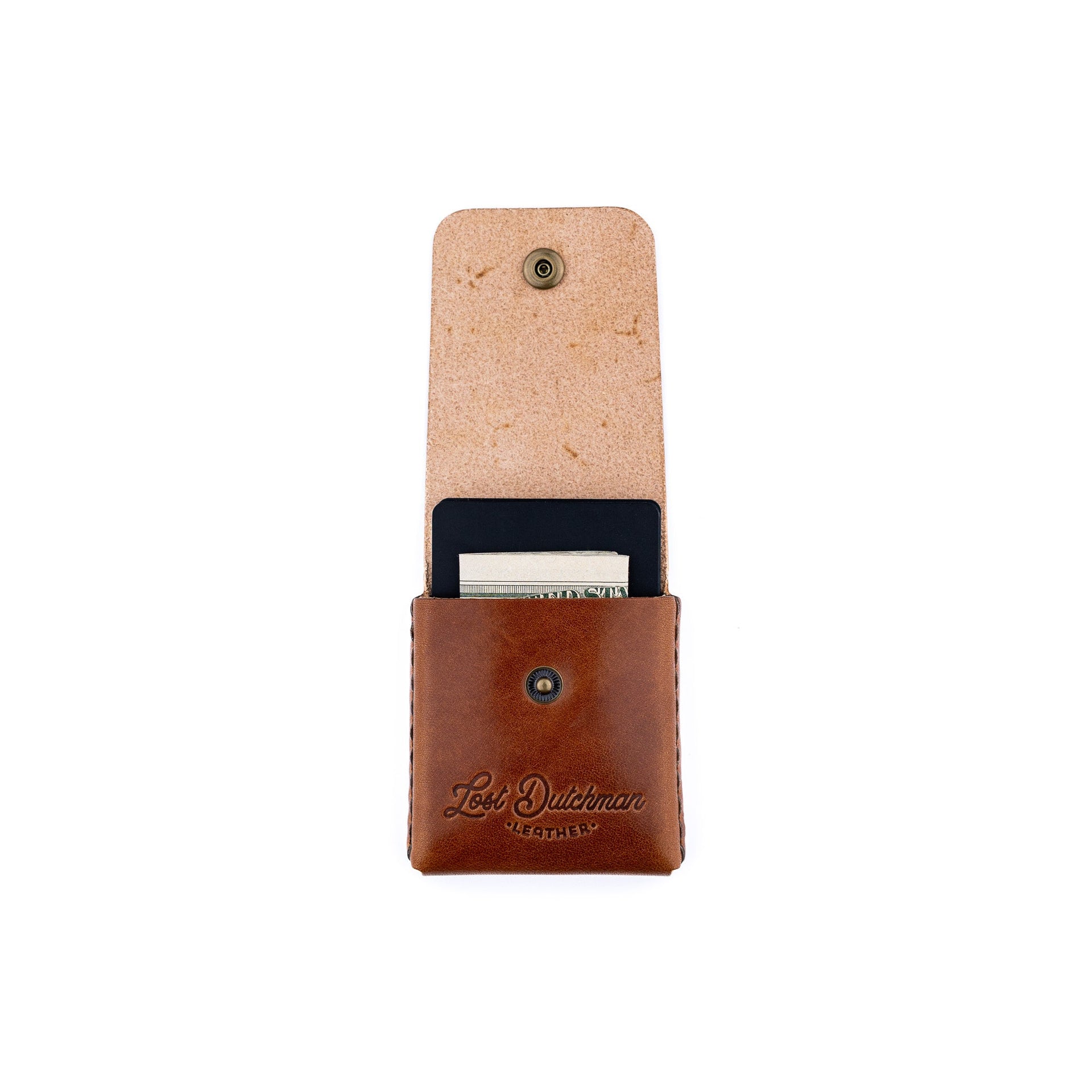The Snap Finn Minimalist Leather Cardholder Wallet - Brown