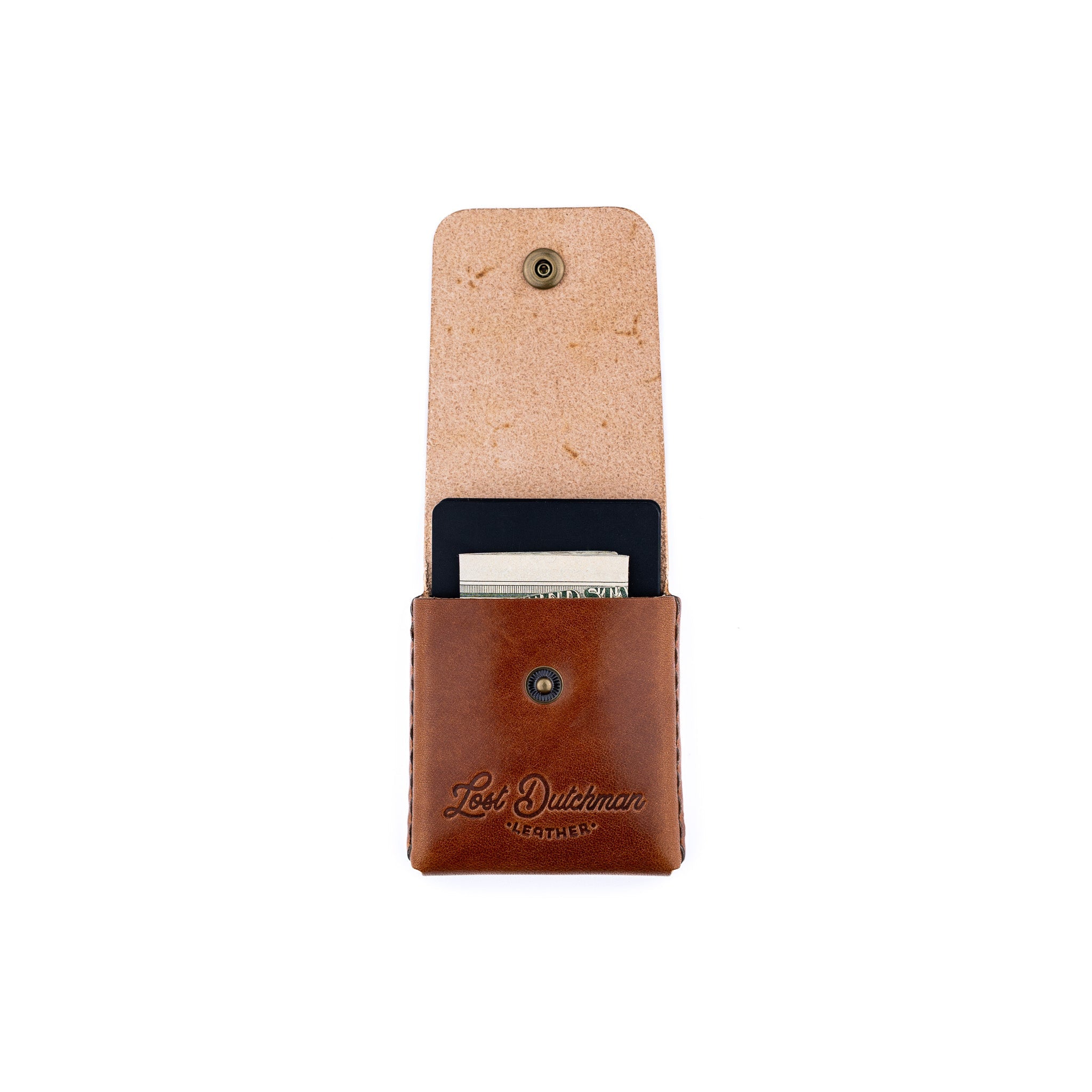 The Snap Finn Minimalist Leather Cardholder Wallet - Brown