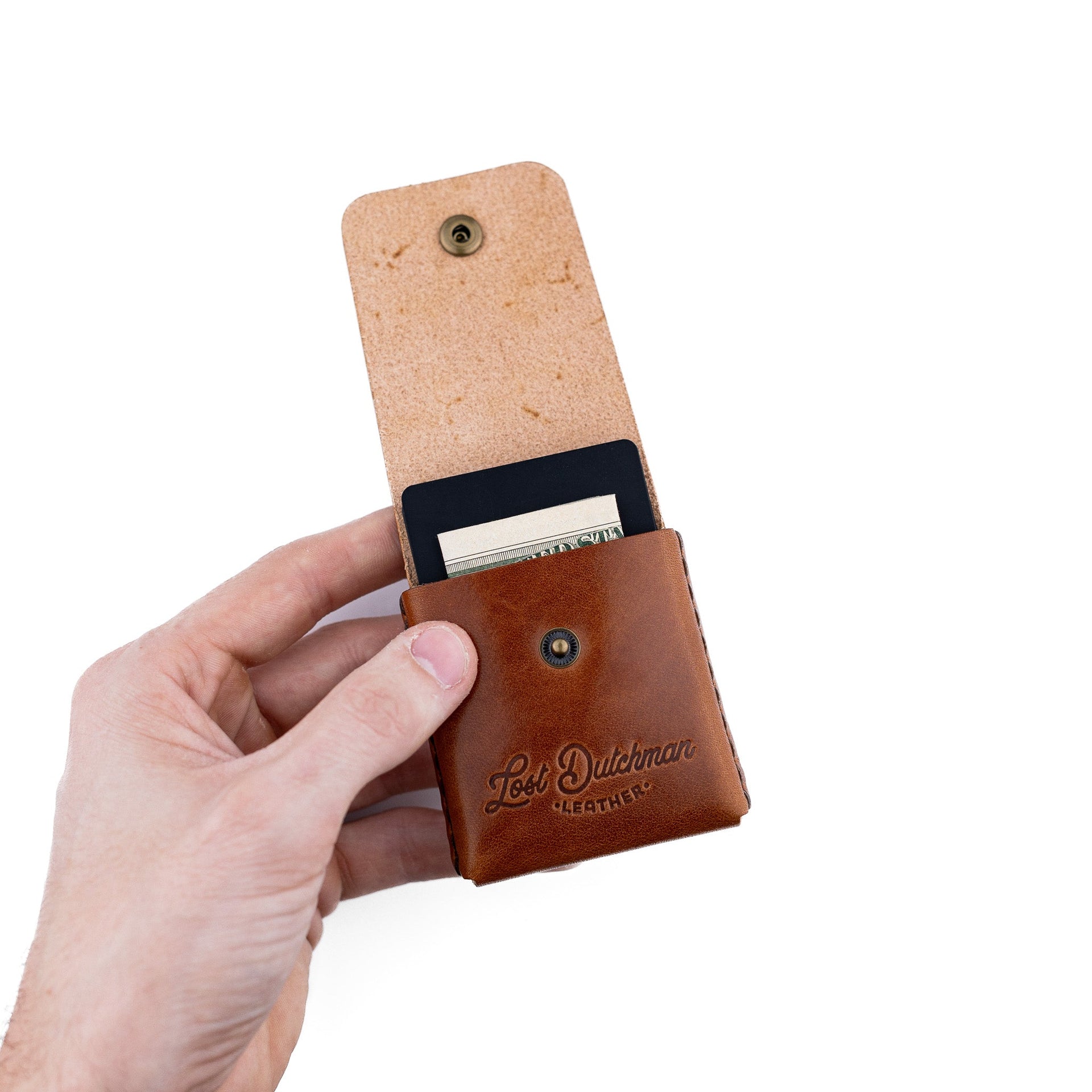 The Snap Finn Minimalist Leather Cardholder Wallet - Brown