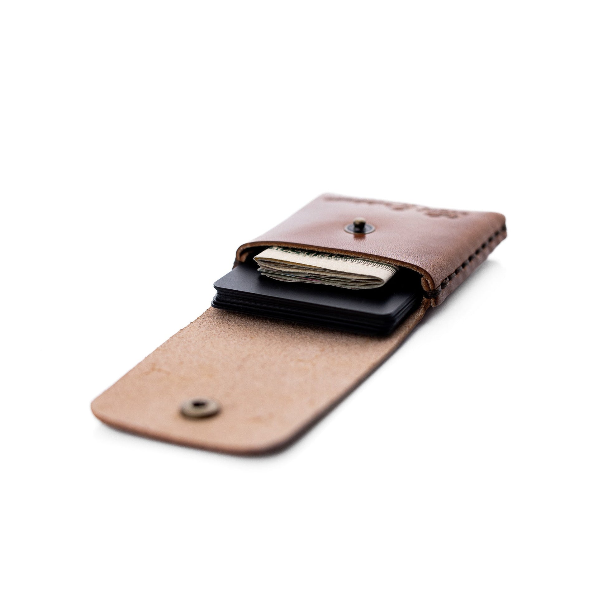 The Snap Finn Minimalist Leather Cardholder Wallet - Brown