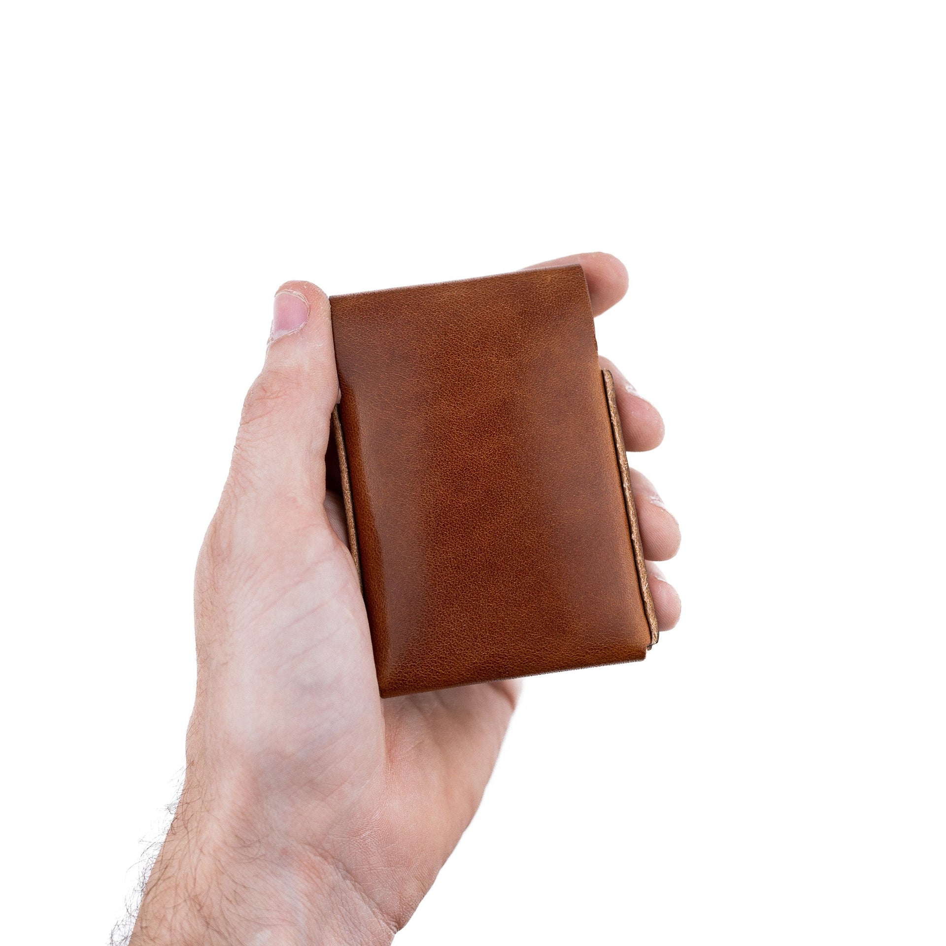 The Snap Finn Minimalist Leather Cardholder Wallet - Brown