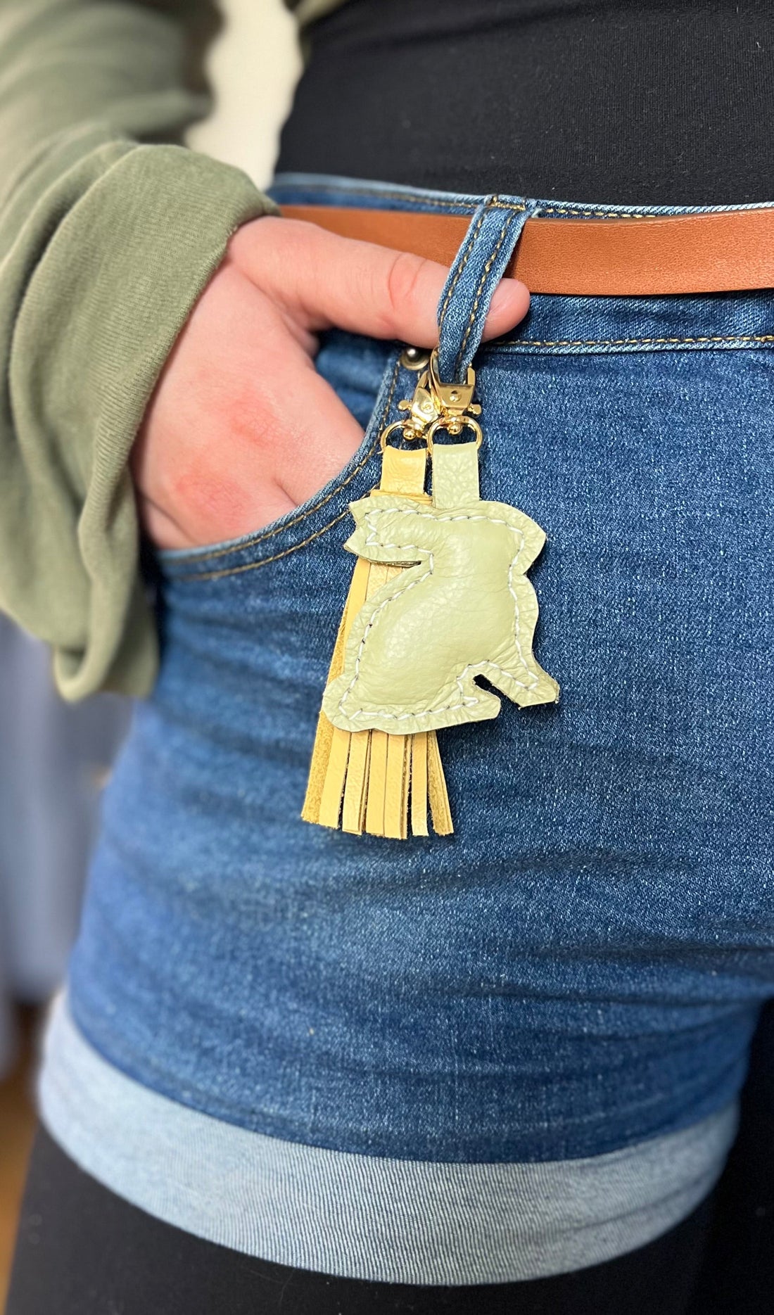 Leather Bunny Charm