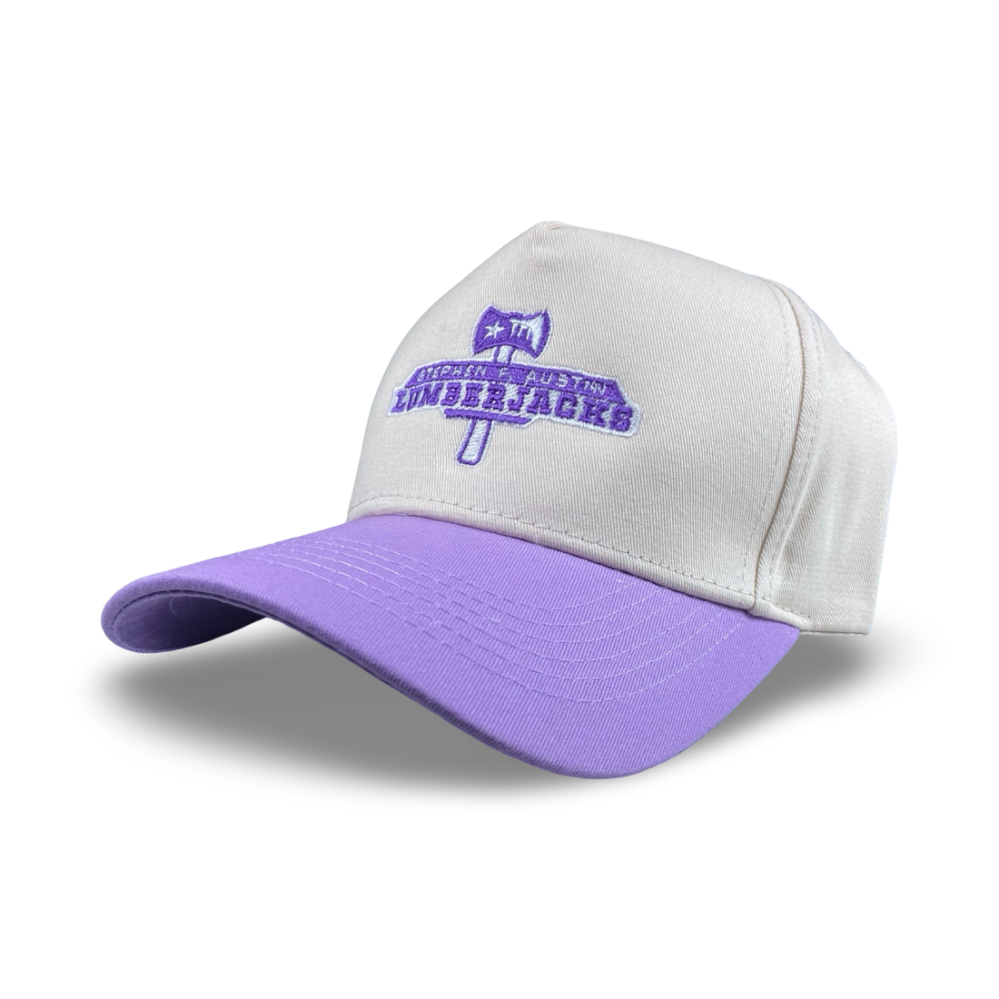 SFA Lumberjacks Embroidered Mesh Trucker Hat - Purple/White