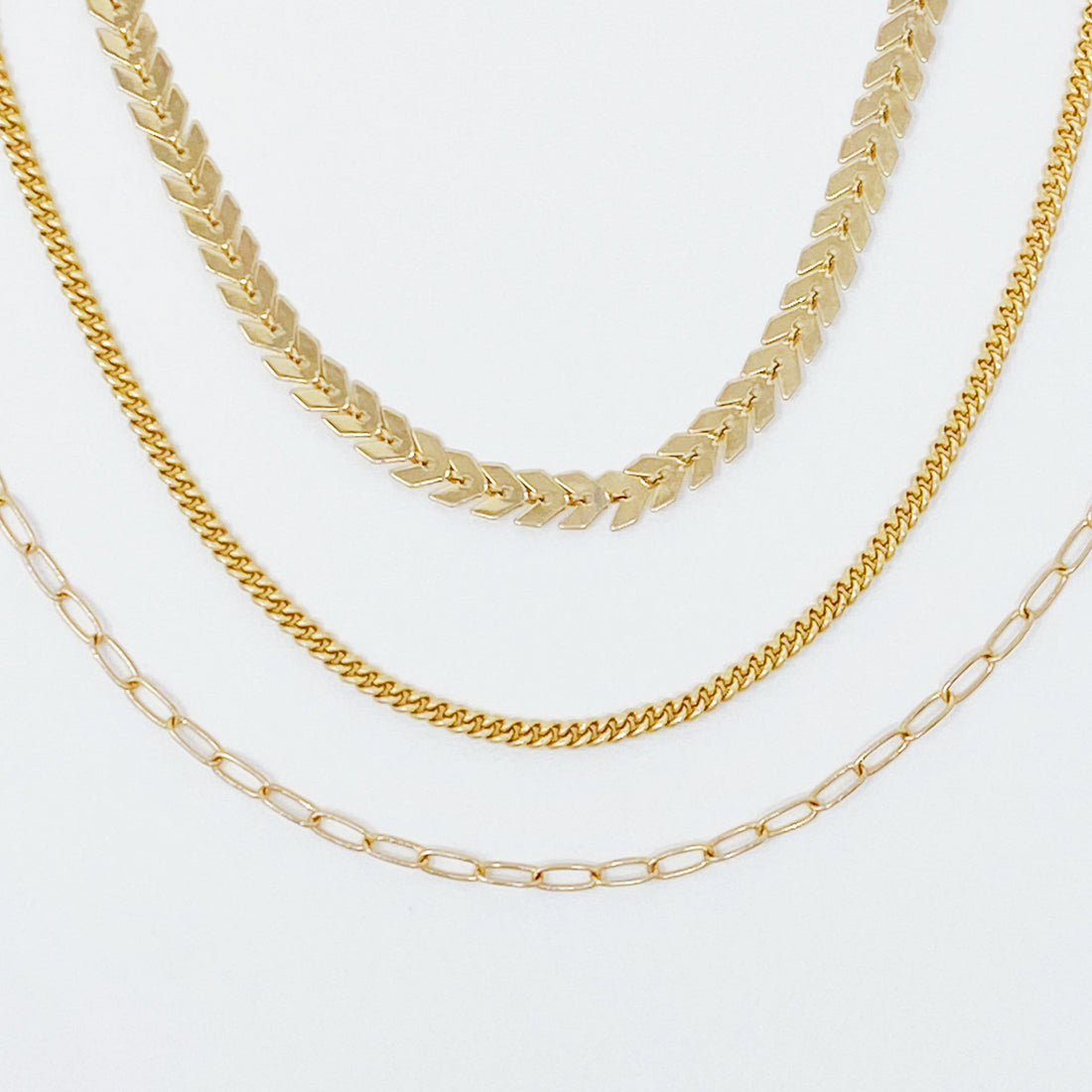 Chevron Chain Anklet, Set of 3