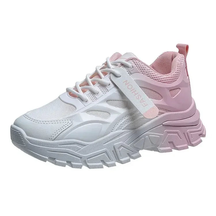 Women's Breathable Platform Sneakers - Gradient Mesh Design