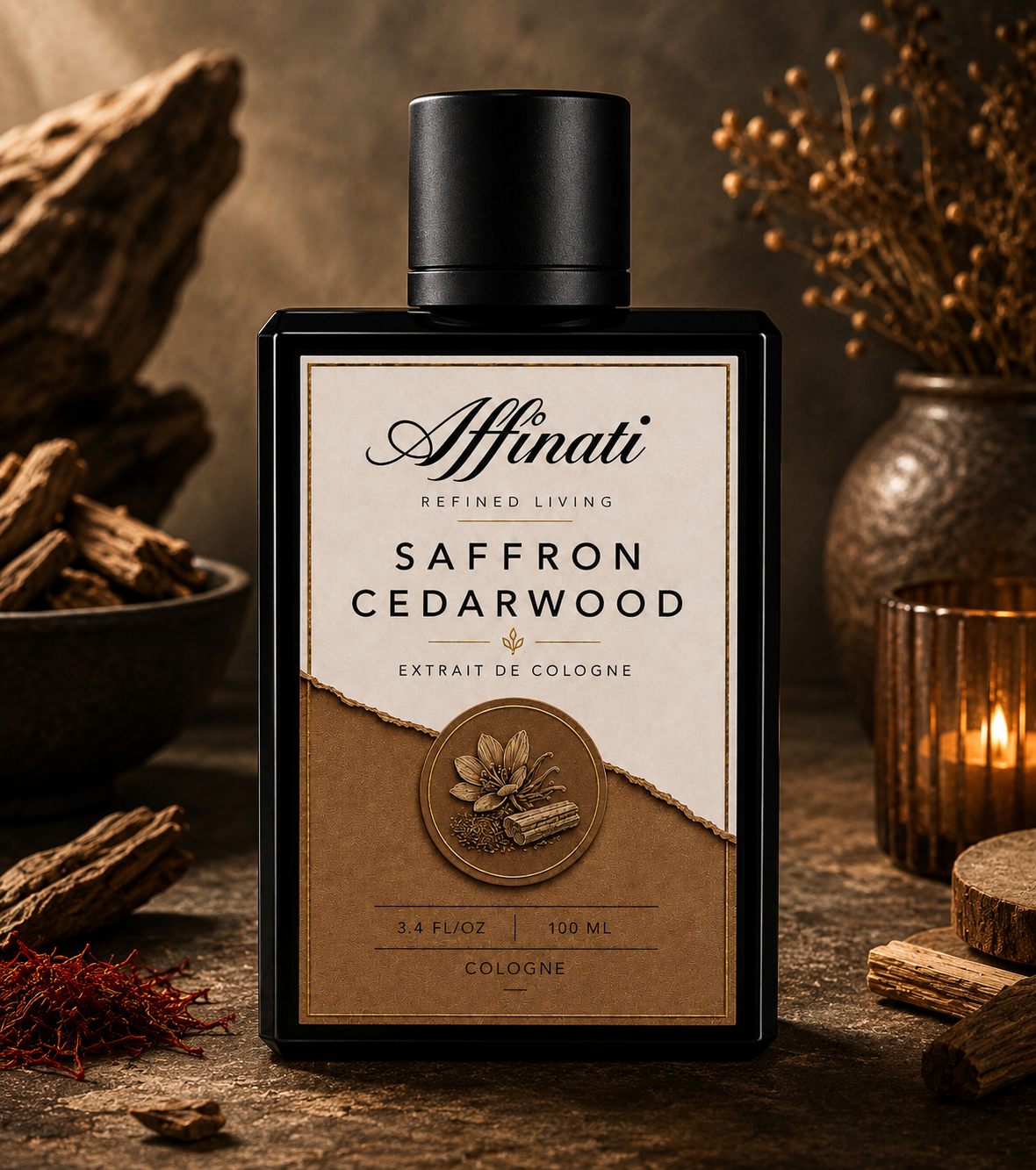 Saffron Cedarwood Extrait de Cologne, Luxurious Unisex Scent