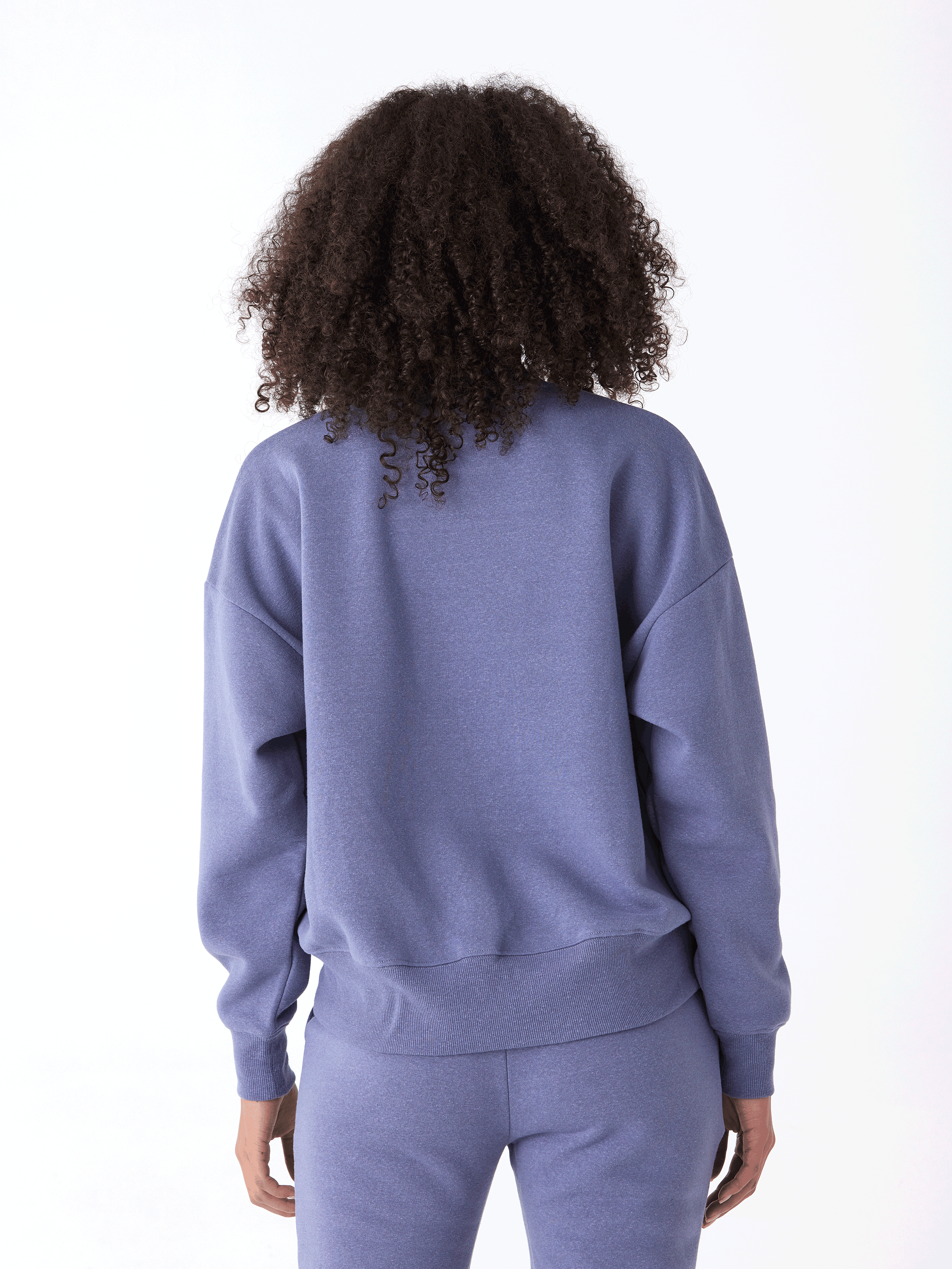 Naia Women's Cropped Triblend Fleece Pullover in Blue