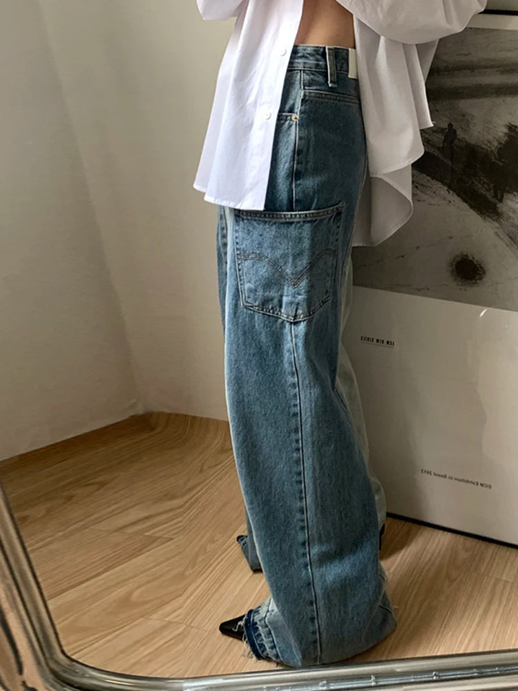 Women's High Waist Patchwork Denim Streetwear Jeans - Image 4