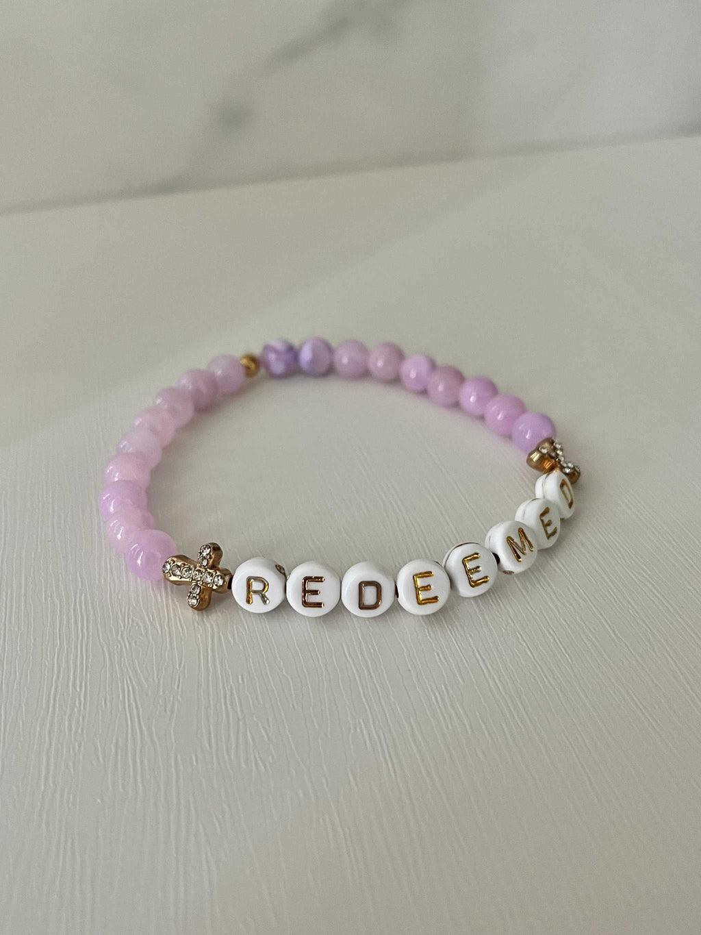 Redeemed Lavender Bead Bracelet - Elegant Faith-Inspired Jewelry