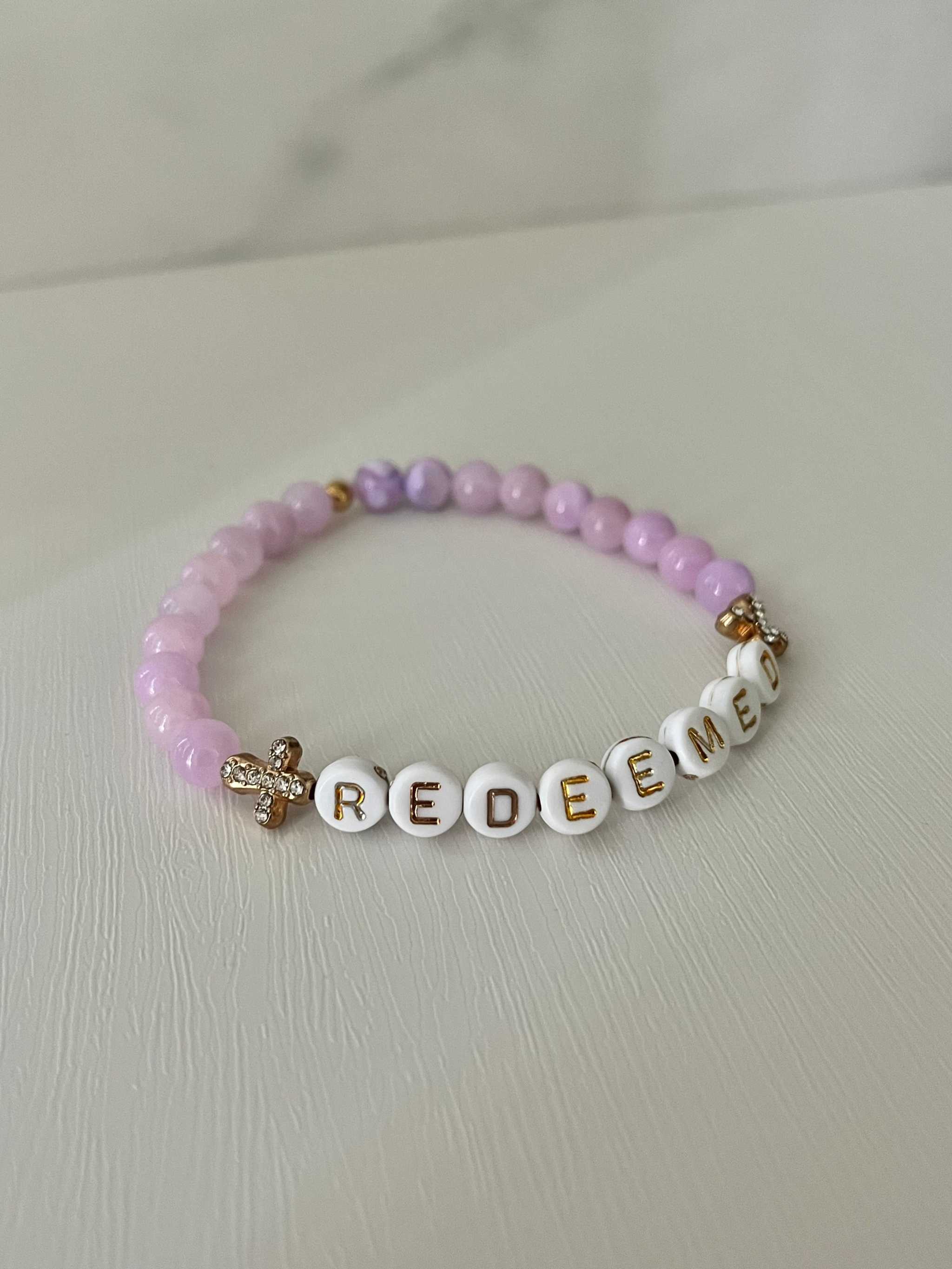Redeemed Lavender Bead Bracelet - Elegant Faith-Inspired Jewelry