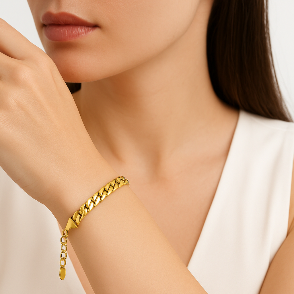 Hypoallergenic Gold Chain Bracelet - Nickel Free Stainless Steel Jewelry for Sensitive Skin