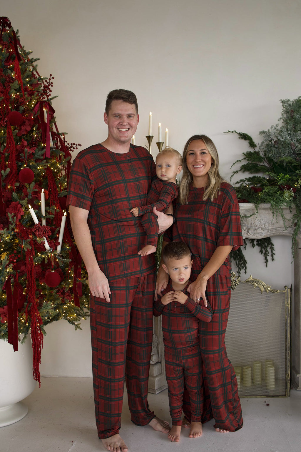 Men's Short Sleeve Pajamas | Christmas Plaid