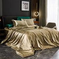 Luxury Silk Bedding Set with Solid Color Duvet Cover